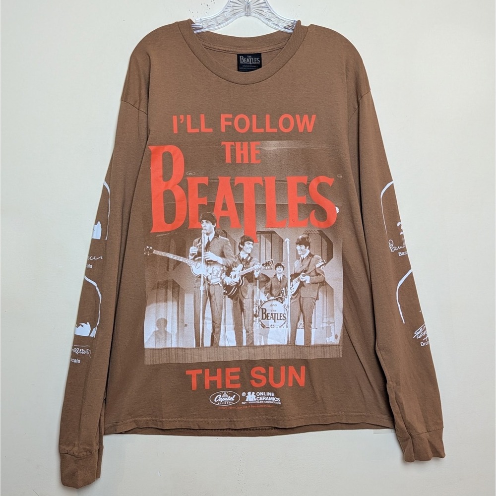 Online Ceramics x The Beatles I'll Follow The Sun Brown Long Sleeve Size Large